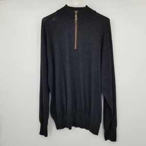 Orvis Black Wool Men's 1/4 Zip Pullover Long Sleeved Sweater Shirt XL